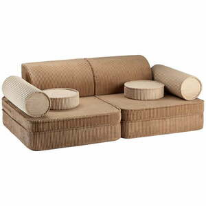 Brązowa sztruksowa sofa dla dzieci 132 cm Settee – Wigiwama obraz