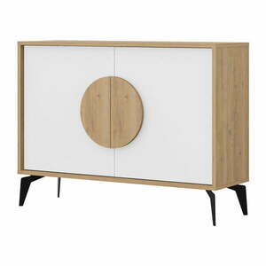 Biała niska komoda w dekorze dębu 110x82 cm Vae – Marckeric obraz