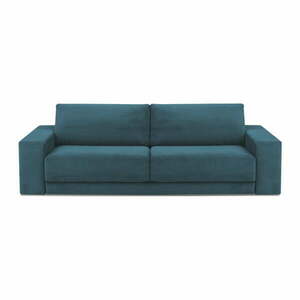 Turkusowa sztruksowa rozkładana sofa 250 cm Donatella – Milo Casa obraz