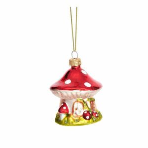 Szklana ozdoba świąteczna wykonana ręcznie ø 6 cm Mushroom House – Sass & Belle obraz
