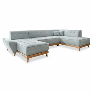 Jasnoszara rozkładana sofa w kształcie litery "U" Miuform Dazzling Daisy, prawostronna obraz