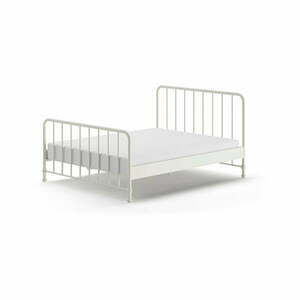 Białe metalowe łóżko dwuosobowe ze stelażem 160x200 cm BRONXX – Vipack obraz