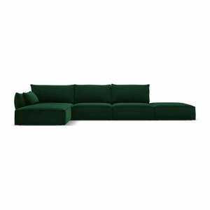 Ciemnozielony aksamitny narożnik (lewostronny/z szezlongiem) Vanda – Mazzini Sofas obraz