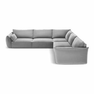 Jasnoszary aksamitny narożnik Vanda – Mazzini Sofas obraz