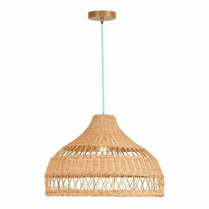 Turkusowa lampa wisząca z rattanowym kloszem ø 50 cm – SULION obraz