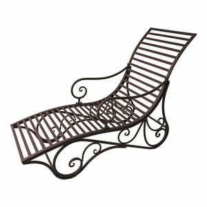 Ciemnobrązowy metalowy leżak ogrodowy Kuwa – Garden Pleasure obraz