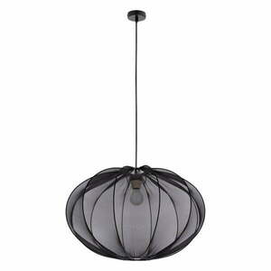 Czarna lampa wisząca z tekstylnym kloszem ø 60 cm Mellow – Candellux Lighting obraz