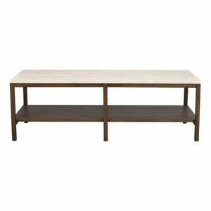 Brązowo-beżowy stolik z kamiennym blatem 140x60 cm Orwel – Rowico obraz