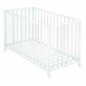 Białe łóżeczko na kółkach 60x120 cm Fold up – Roba obraz