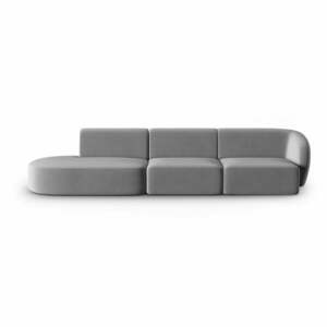 Szara aksamitna sofa prawostronna 311 cm Paolo – Milo Casa obraz