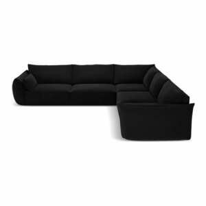 Czarny aksamitny narożnik Vanda – Mazzini Sofas obraz