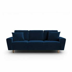 Niebieska aksamitna rozkładana sofa ze schowkiem 235 cm Kyoto – Cosmopolitan Design obraz