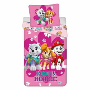Różowa bawełniana pościel dziecięca jednoosobowa 140x200 cm Paw Patrol "Heroic" – Jerry Fabrics obraz