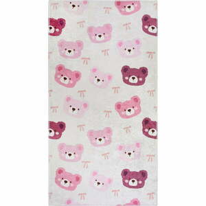 Różowo-kremowy dywan dziecięcy odpowiedni do prania 80x150 cm Cute Teddies Pink – Vitaus obraz