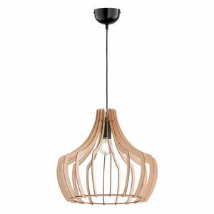 Jasnobrązowa lampa wisząca z drewna i metalu Trio Wood, wys. 150 cm obraz
