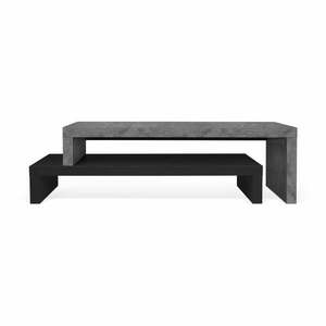 Podwójna czarna szafka pod TV z dekorem betonu TemaHome Cliff, 125x20 cm obraz
