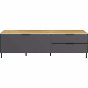 Szara szafka pod TV w dekorze dębu 164x47 cm California – Germania obraz