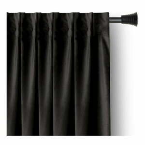 Czarna aksamitna zasłona częściowo zaciemniająca (dimout) 140x245 cm Pleat – Restilo obraz