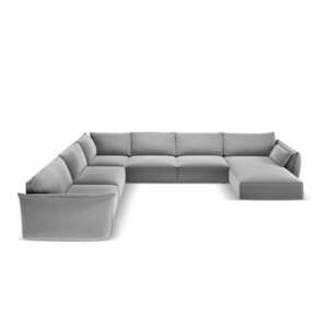 Jasnoszary aksamitny narożnik (lewostronny/w kształcie litery U) Vanda – Mazzini Sofas obraz
