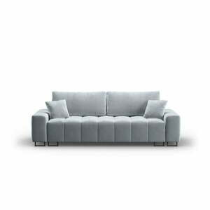 Jasnoniebieska aksamitna rozkładana sofa ze schowkiem 250 cm Wicklow – Cosmopolitan Design obraz