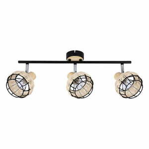 Czarno-kremowa lampa sufitowa z metalowo-rattanowym kloszem ø 12 cm Tajga – Candellux Lighting obraz