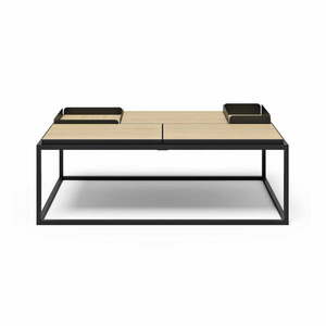 Czarny stolik z blatem w dekorze dębu 75x120 cm Douro – TemaHome obraz