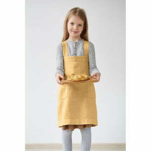 Dziecięcy żółty lniany fartuch Linen Tales Pinafore, 72x45 cm obraz