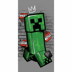 Zielono-szary bawełniany ręcznik dziecięcy 70x140 cm Minecraft "Metro Art Creeper" – Jerry Fabrics obraz