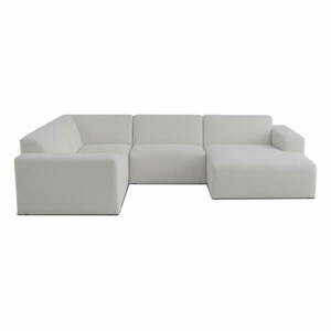 Biały narożnik z materiału bouclé (w kształcie litery U) Roxy – Scandic obraz