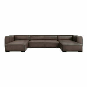 Brązowy skórzany narożnik (w kształcie litery "U") Madame – Windsor & Co Sofas obraz