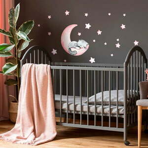 Różowe dziecięce naklejki ścienne Ambiance Magic Cat obraz