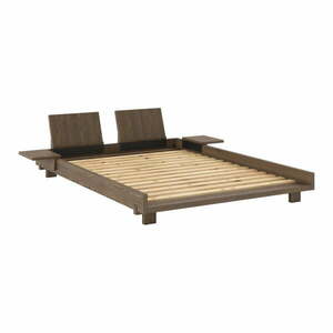 Brązowe łóżko dwuosobowe z litego drewna sosnowego ze stelażem 140x200 cm Social – Karup Design obraz