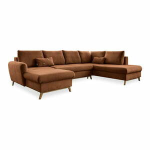 Ceglasta rozkładana sofa w kształcie litery "U" Miuform Scandic Lagom, prawostronna obraz