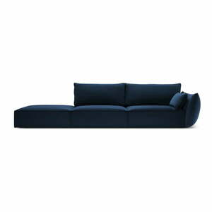 Ciemnoniebieska aksamitna sofa prawostronna 264 cm Vanda – Mazzini Sofas obraz