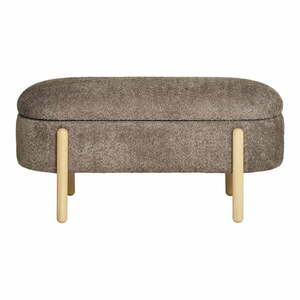 Brązowa ławka z materiału bouclé Branca – House Nordic obraz