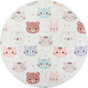 Dywan dziecięcy odpowiedni do prania w kolorze kości słoniowej ø120 cm Cute Animals – Vitaus obraz