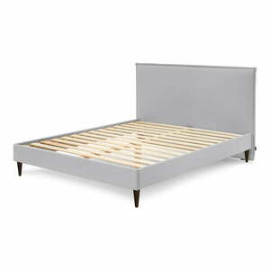 Jasnoszare tapicerowane łóżko dwuosobowe ze stelażem 160x200 cm Sary – Bobochic Paris obraz