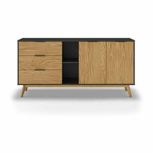 Czarno-naturalna niska komoda z drewna sosnowego 165x80 cm Lavis – Marckeric obraz