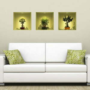 Zestaw 3 naklejek 3D Ambiance Bonsai Trees On Spot obraz