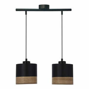Czarna lampa wisząca z tekstylnym kloszem ø 15 cm Porto – Candellux Lighting obraz