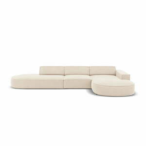 Beżowy aksamitny narożnik (prawostronny) Jodie − Micadoni Home obraz