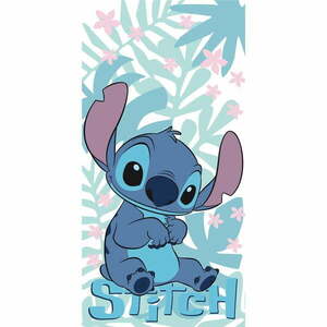 Niebieski bawełniany ręcznik dziecięcy 70x140 cm Lilo and Stitch "Palm Leaves" – Jerry Fabrics obraz