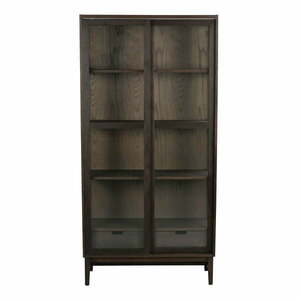 Brązowa witryna w dekorze dębu z drzwiami przesuwnymi 100x203 cm Hazelton – Rowico obraz