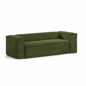 Ciemnozielona sztruksowa sofa Kave Home Blok obraz