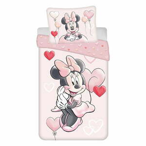 Różowa bawełniana pościel dziecięca jednoosobowa 140x200 cm Minnie "Balloon" – Jerry Fabrics obraz