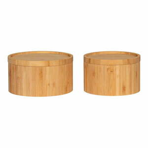 Bambusowe pojemniki zestaw 2 szt. z pokrywką/dekoracyjne w naturalnym kolorze ø 15x8 cm Chefalu – House Nordic obraz