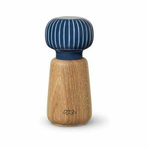 Młynek do przypraw z drewna dębowego z ciemnoniebieskim porcelanowym detalem Kähler Design Hammershoi, wys. 13 cm obraz