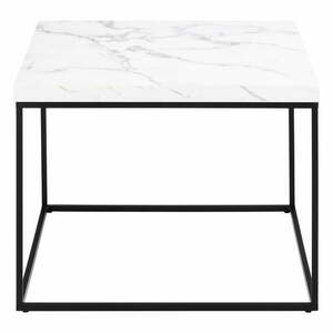 Biały stolik z blatem w dekorze marmuru 60x60 cm Barossa – Actona obraz