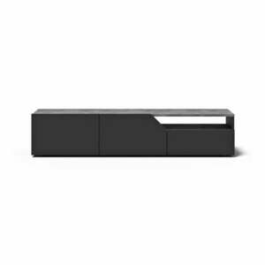 Czarna szafka pod TV w dekorze betonu 180x38 cm Verone – TemaHome obraz