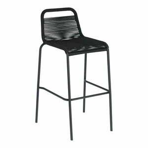Czarny hoker ze stalową konstrukcją Kave Home Glenville, wys. 74 cm obraz